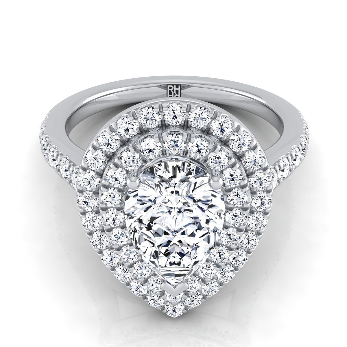 Whitney Select Double Halo Pear Lab Diamond Engagement Ring in 18K White Gold | RockHer