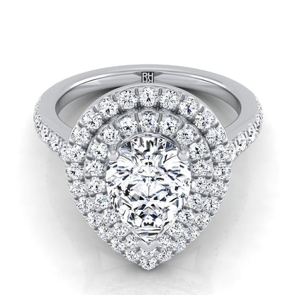 Whitney Select Double Halo Pear Lab Diamond Engagement Ring in 18K White Gold | RockHer