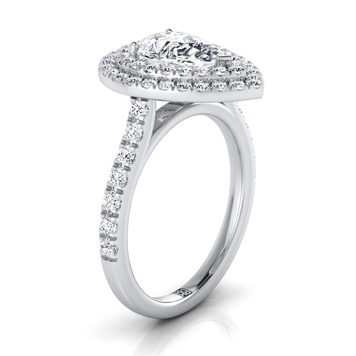 The Whitney Select Halo Engagement Ring with Lab Diamond in 18K White Gold - view 2
