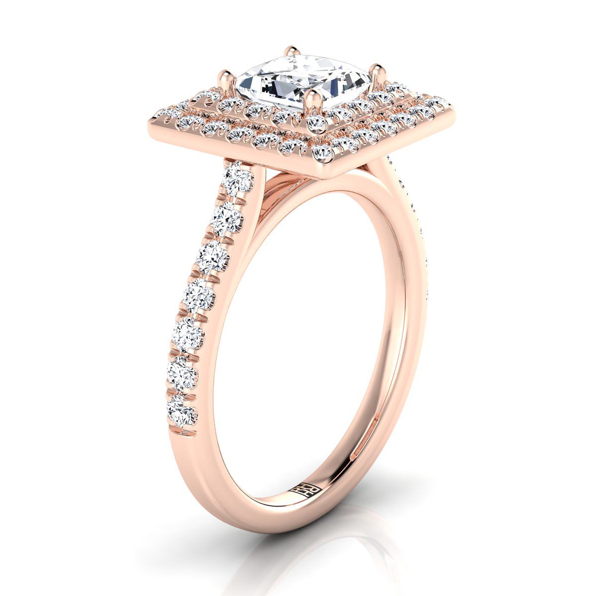 Select Double Halo styling on The Whitney princess engagement ring setting | RockHer