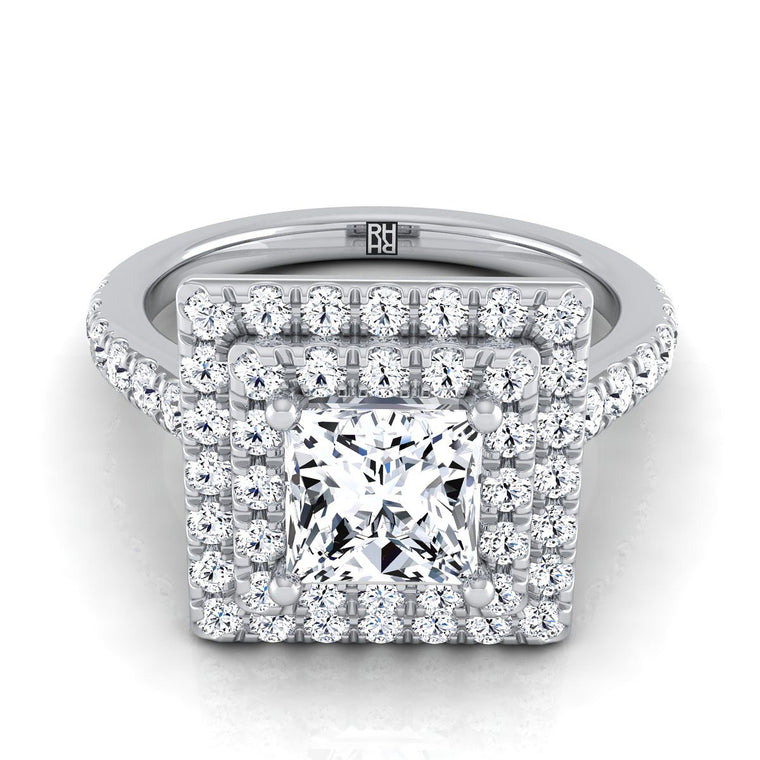 The Whitney Select Double Halo Princess Cut Lab Diamond Engagement Ring in Platinum