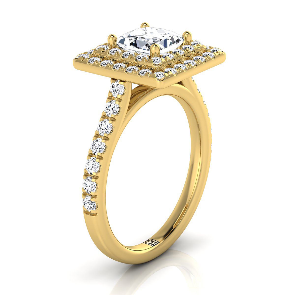 Select Double Halo styling on The Whitney princess engagement ring setting | RockHer