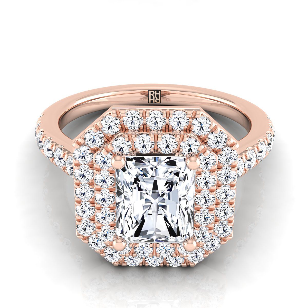 The Whitney radiant engagement ring setting in 14K Rose Gold | RockHer