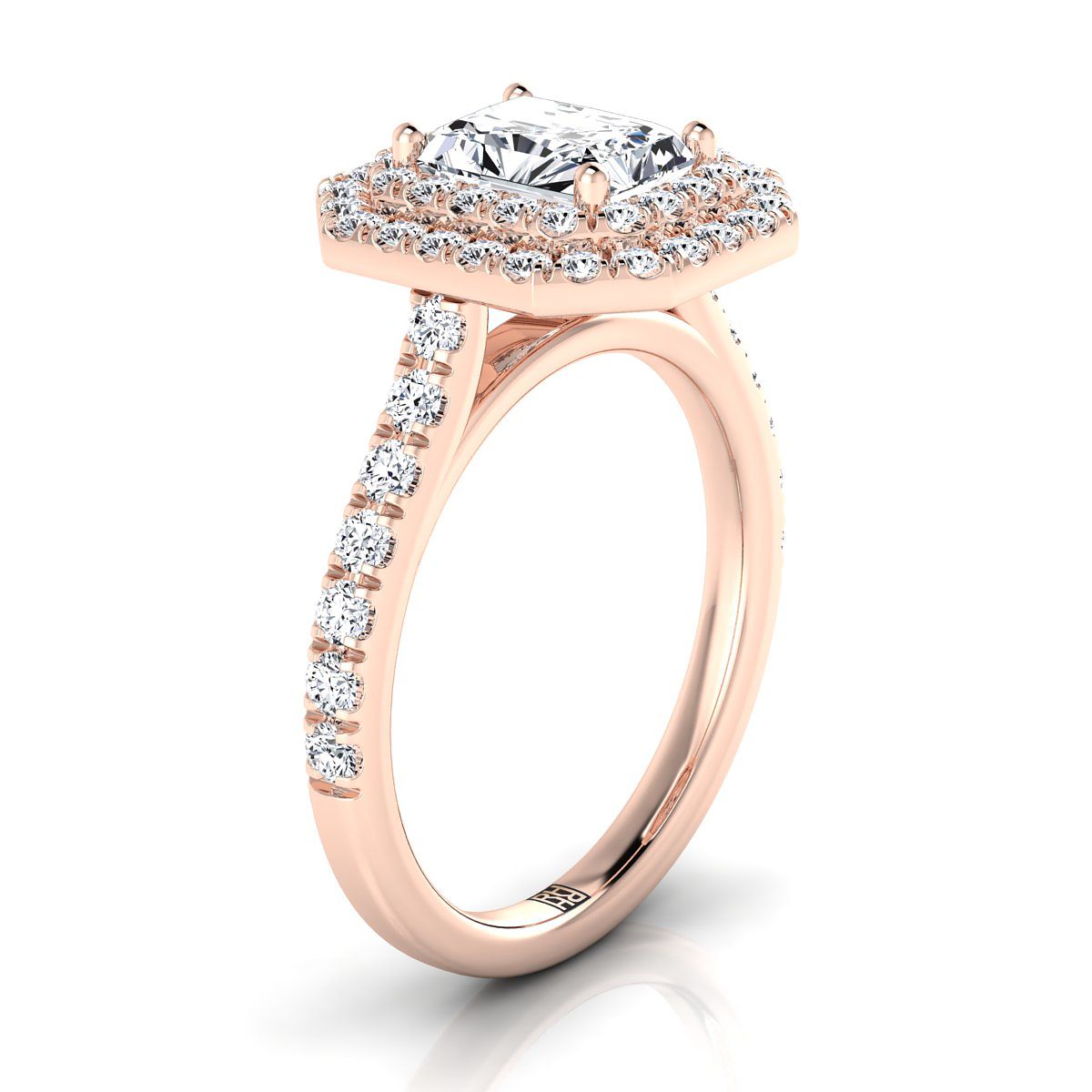 Select Double Halo Cut styling on The Whitney radiant engagement ring setting | RockHer