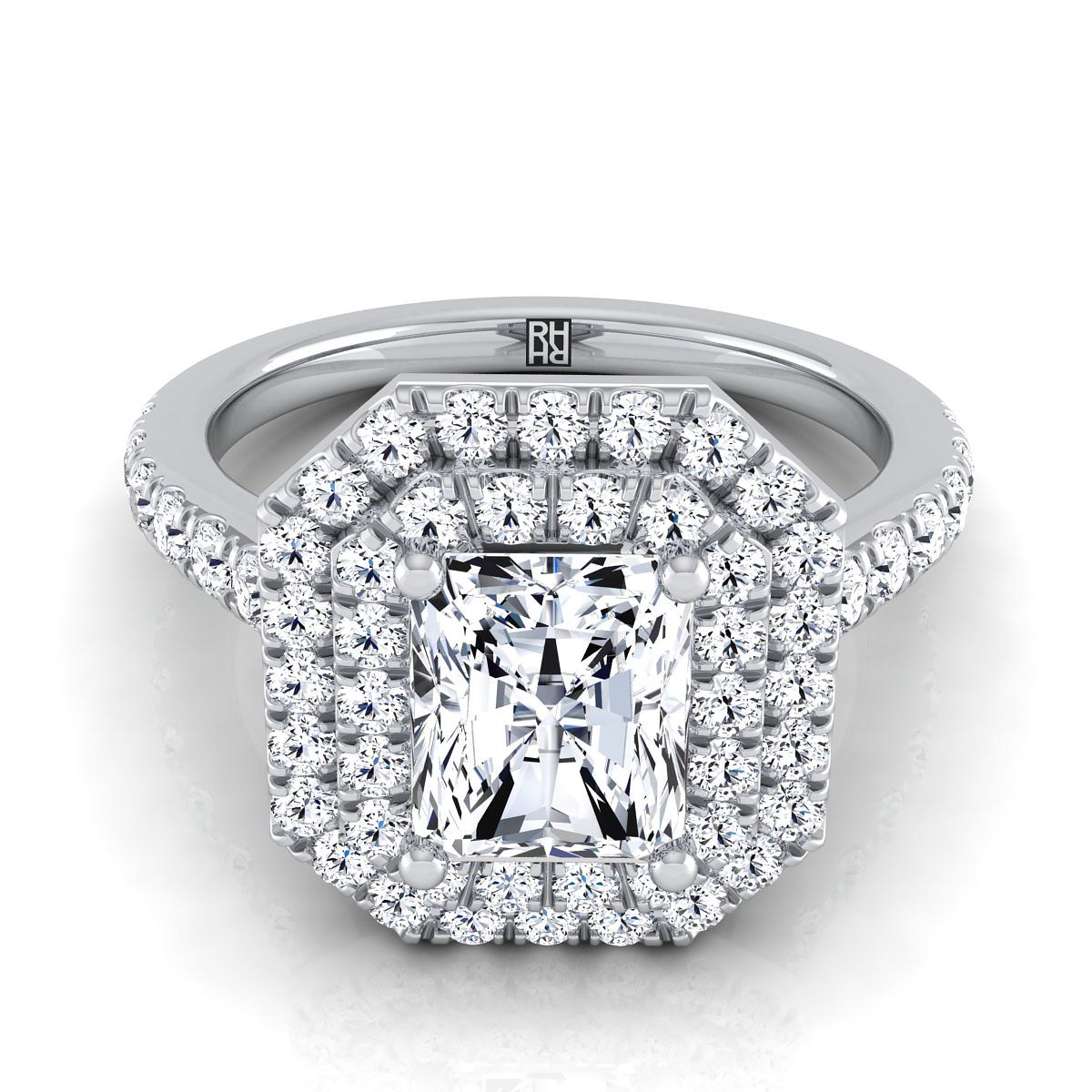 The Whitney radiant engagement ring setting in Platinum | RockHer