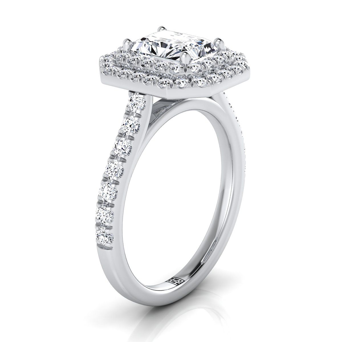 Select Double Halo Cut styling on The Whitney radiant engagement ring setting | RockHer