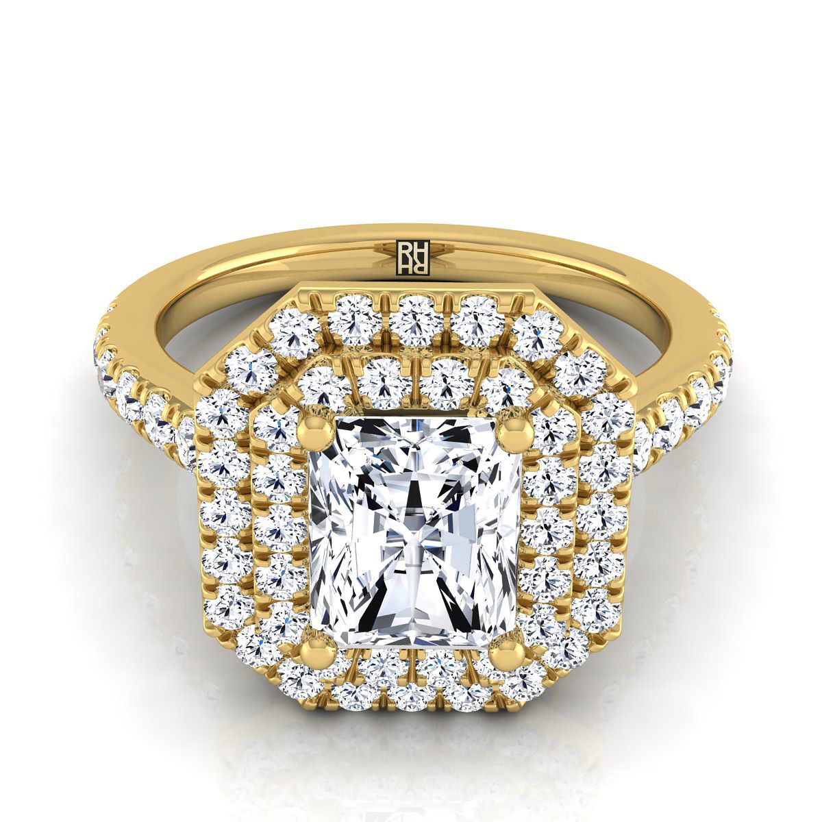 The Whitney radiant engagement ring setting in 18K Yellow Gold | RockHer