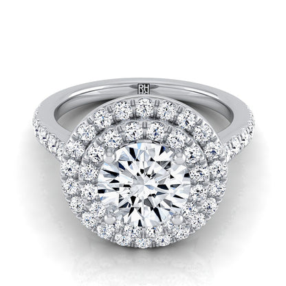Round Brilliant, Double Pavé Halo Linear Band, in Platinum, pave setting | RockHer