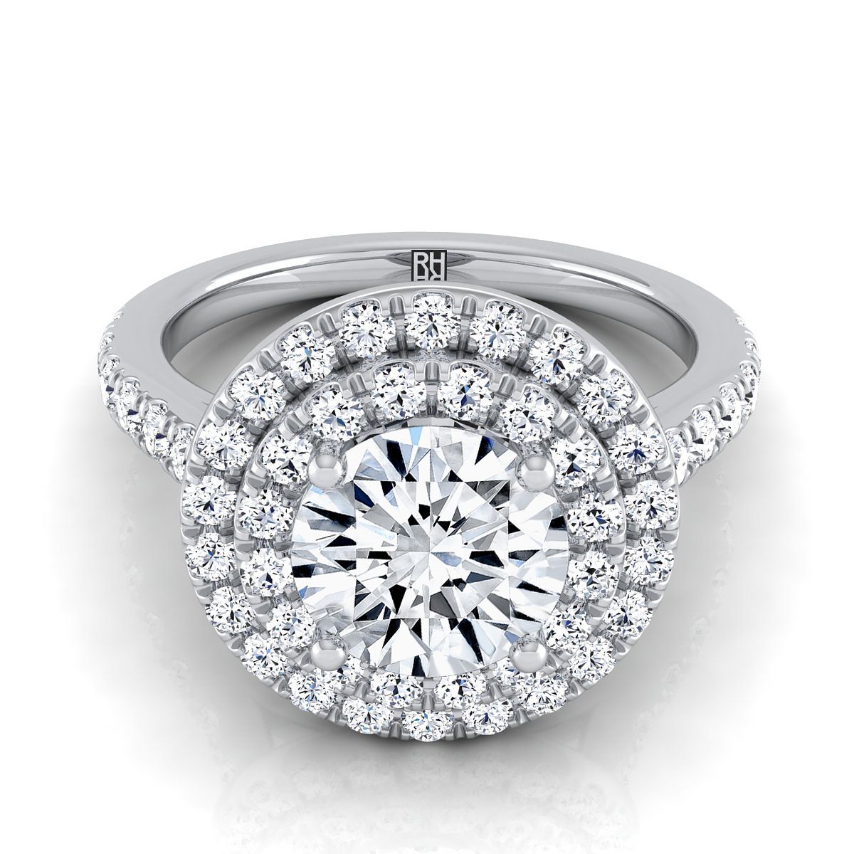 Whitney Select Double Halo Round Lab Diamond Engagement Ring in Platinum | RockHer