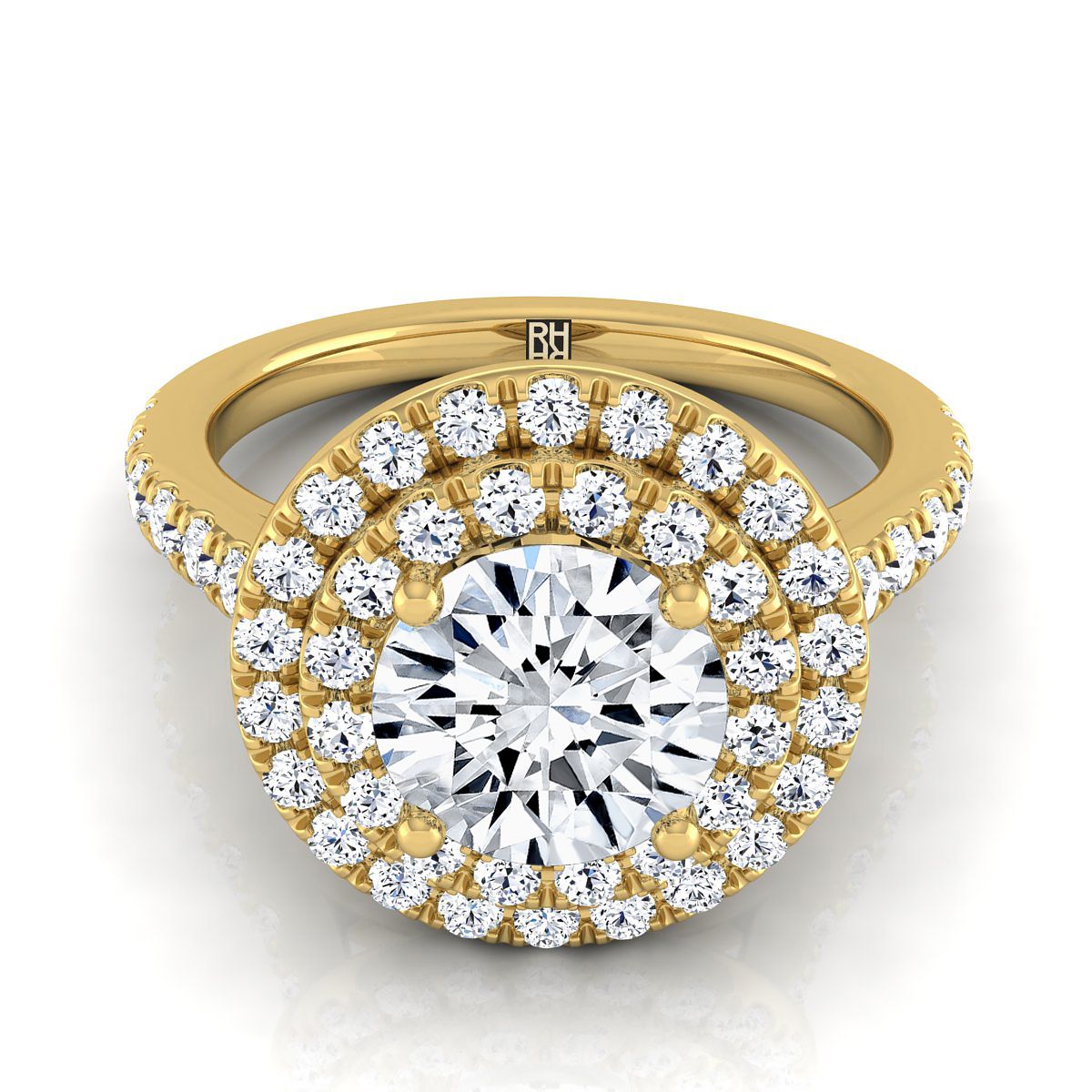 Whitney Select Double Halo Round Lab Diamond Engagement Ring in 18K Yellow Gold | RockHer