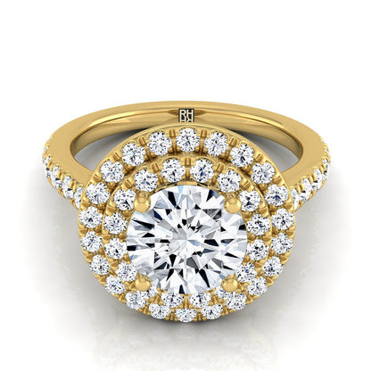 Whitney Select Double Halo Round Lab Diamond Engagement Ring in 18K Yellow Gold | RockHer