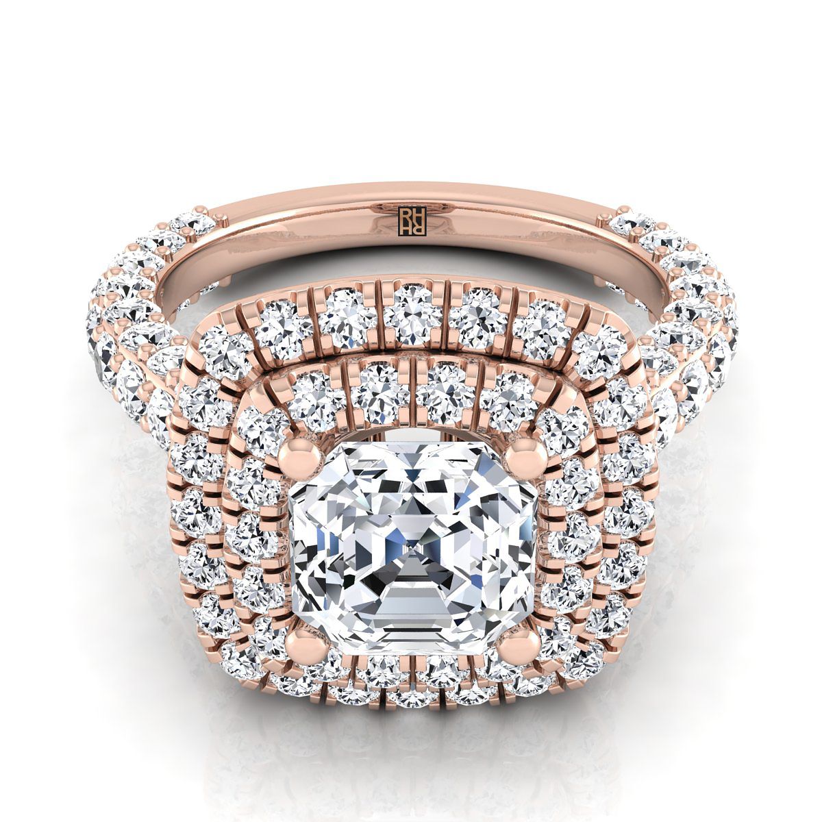 The Dinah asscher engagement ring setting in 14K Rose Gold | RockHer