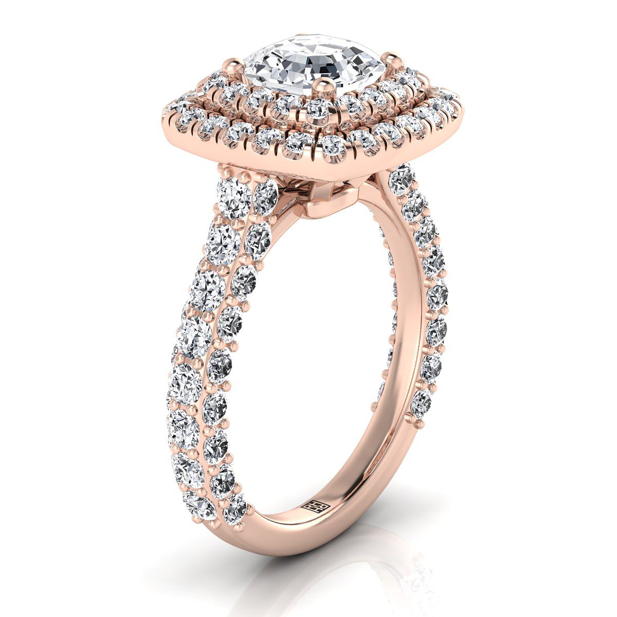 Select Double Halo Cut styling on The Dinah asscher engagement ring setting | RockHer