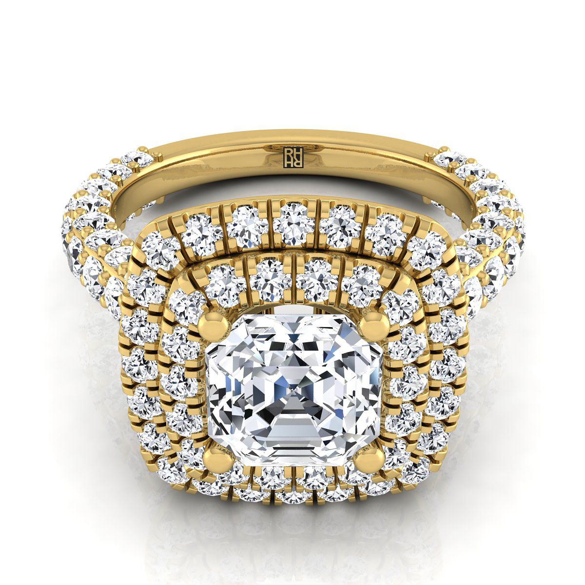 The Dinah asscher engagement ring setting in 18K Yellow Gold | RockHer