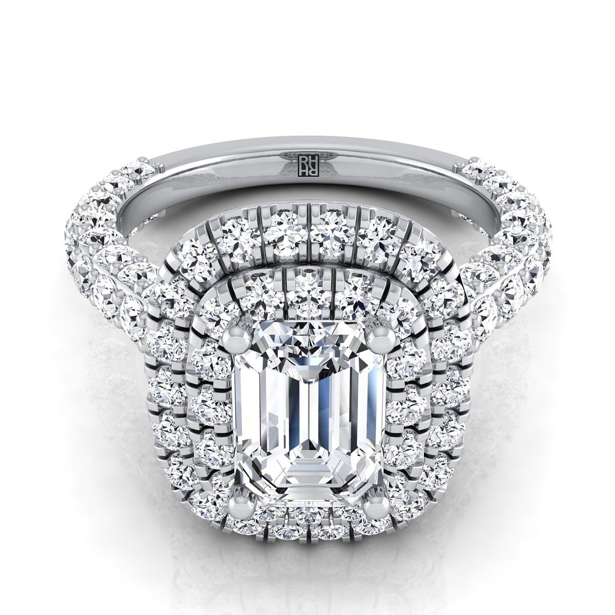 The Dinah emerald engagement ring setting in 18K White Gold | RockHer