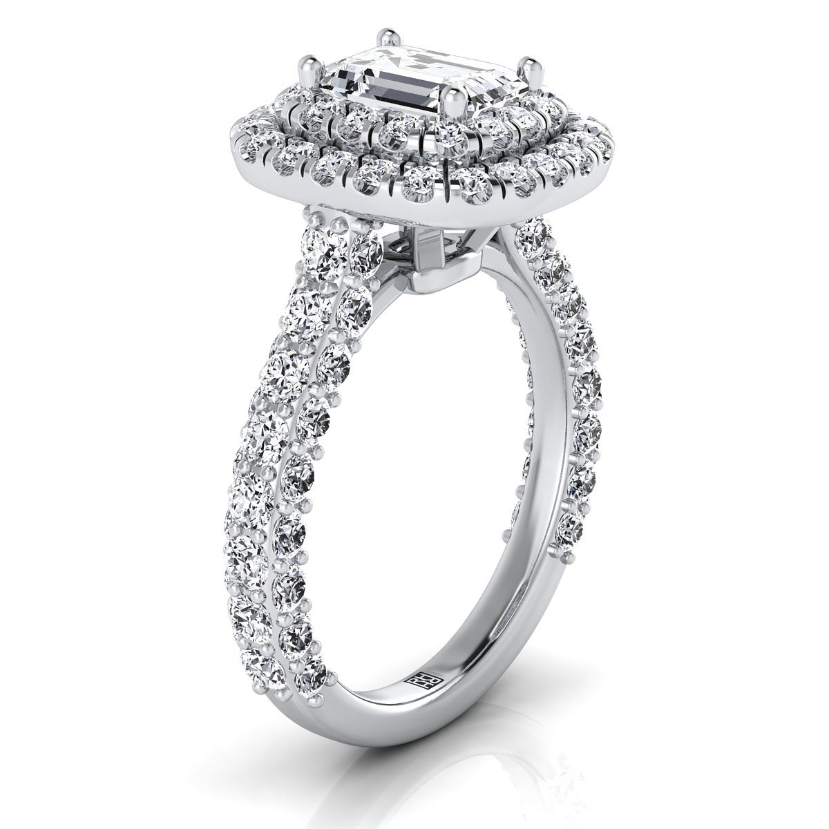 Select Double Halo Cut styling on The Dinah emerald engagement ring setting | RockHer