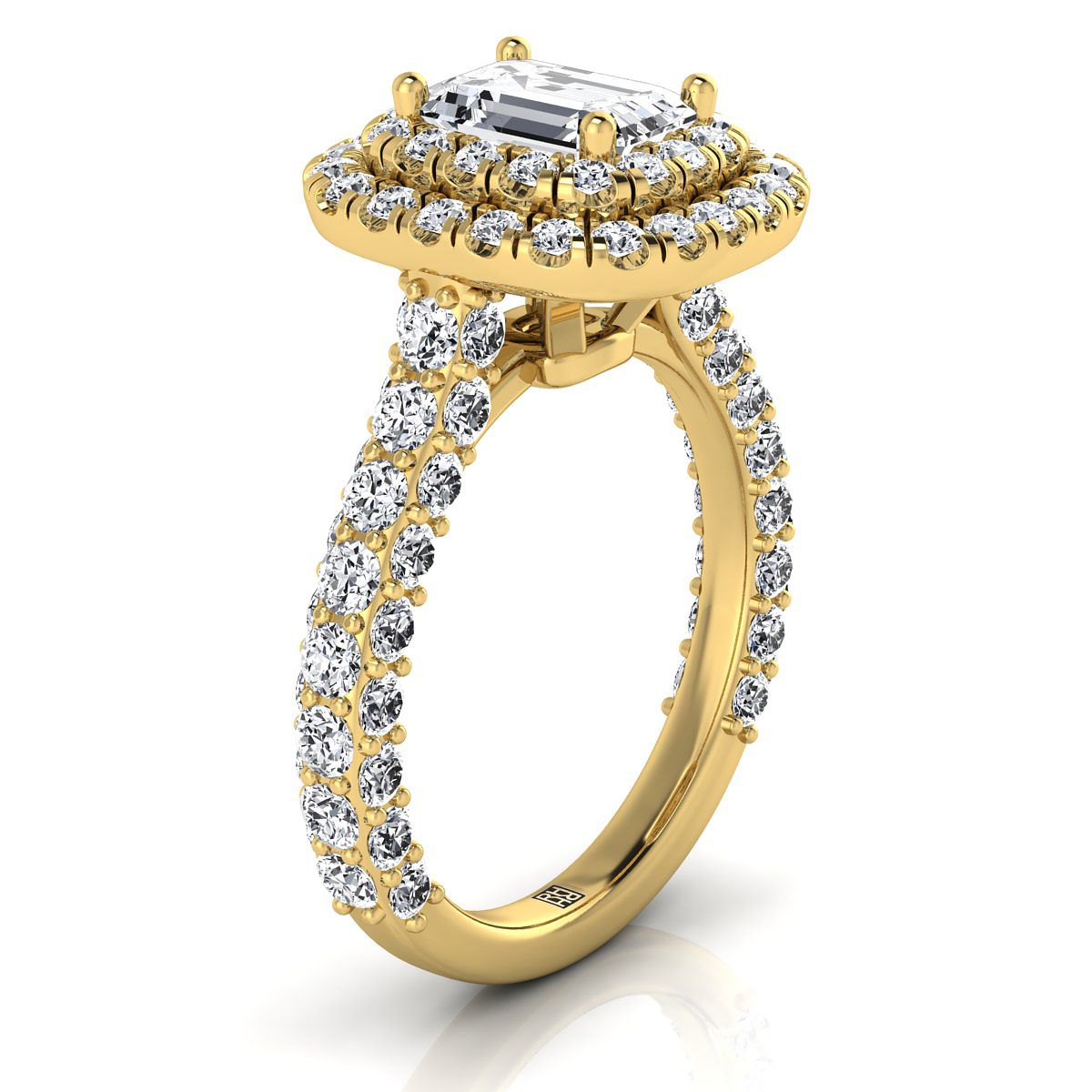 Select Double Halo Cut styling on The Dinah emerald engagement ring setting | RockHer