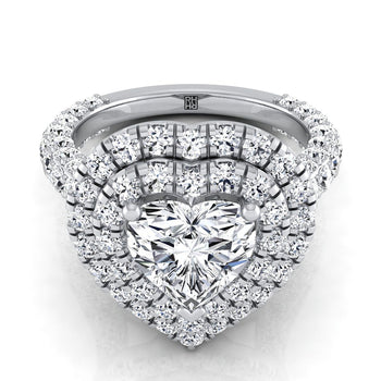 The Dinah Double Halo Heart Engagement Ring Setting in 18K White Gold