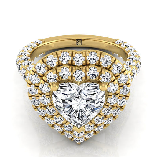The Dinah Select Halo Engagement Ring with Lab Diamond in 18K Yellow Gold - view 1