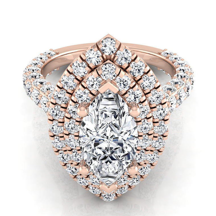 The Dinah Select Double Halo Marquise Lab Diamond Engagement Ring in 14K Rose Gold