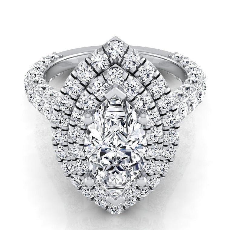 The Dinah Double Halo Marquise Engagement Ring Setting in 18K White Gold