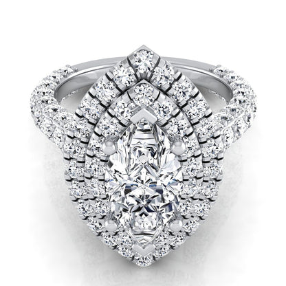 The Dinah Select Halo Engagement Ring with Lab Diamond in 18K White Gold - view 1