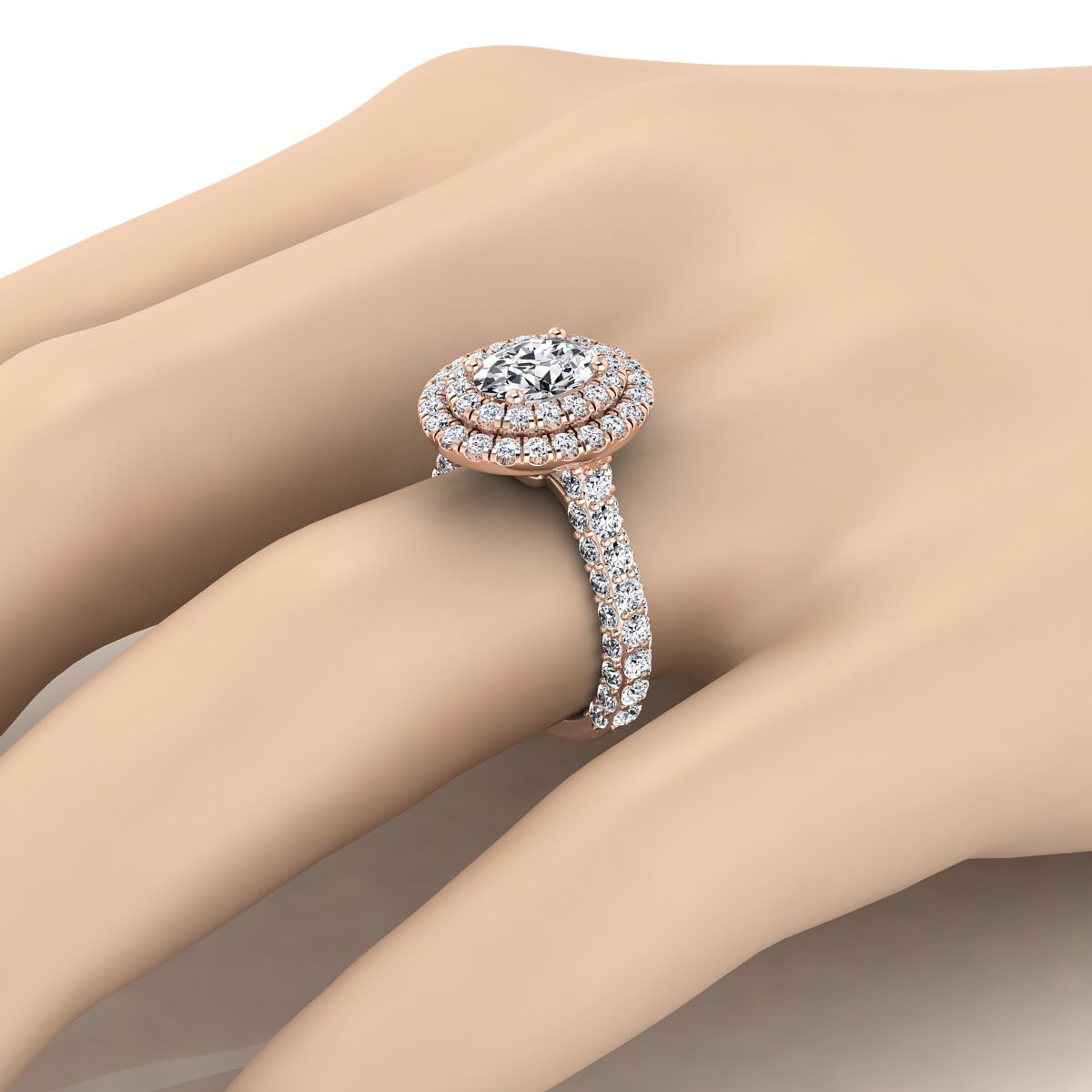 The Dinah engagement ring setting in 14K Rose Gold, select double halo design | RockHer