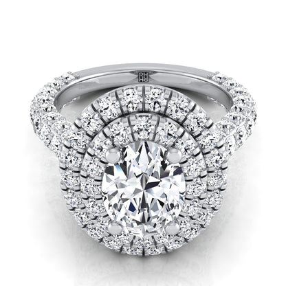 Bold Double Halo Oval, in 18K White Gold, pave setting – view 8 | RockHer