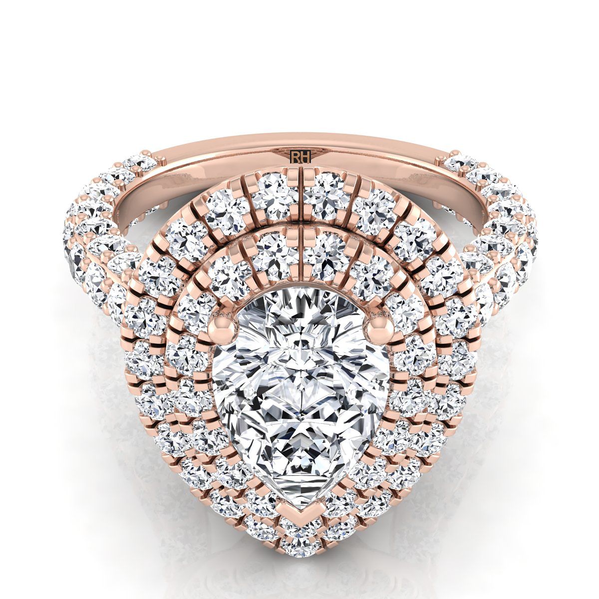 The Dinah pear engagement ring setting in 14K Rose Gold | RockHer