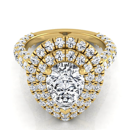 The Dinah Select Halo Engagement Ring with Lab Diamond in 18K Yellow Gold - view 1