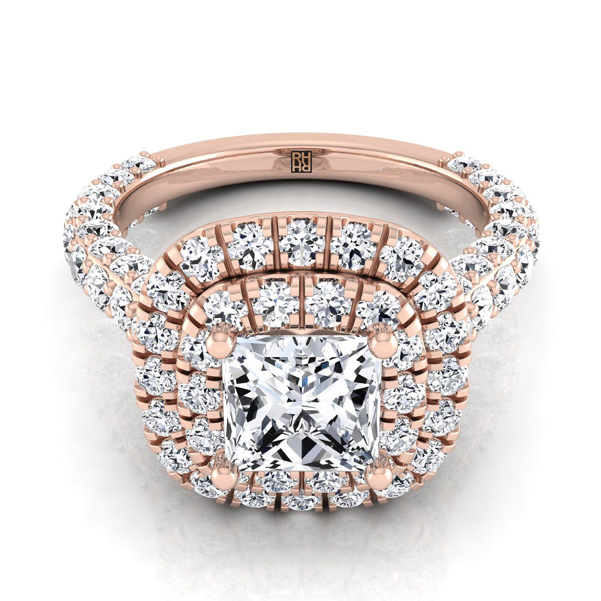 The Dinah princess engagement ring setting in 14K Rose Gold | RockHer