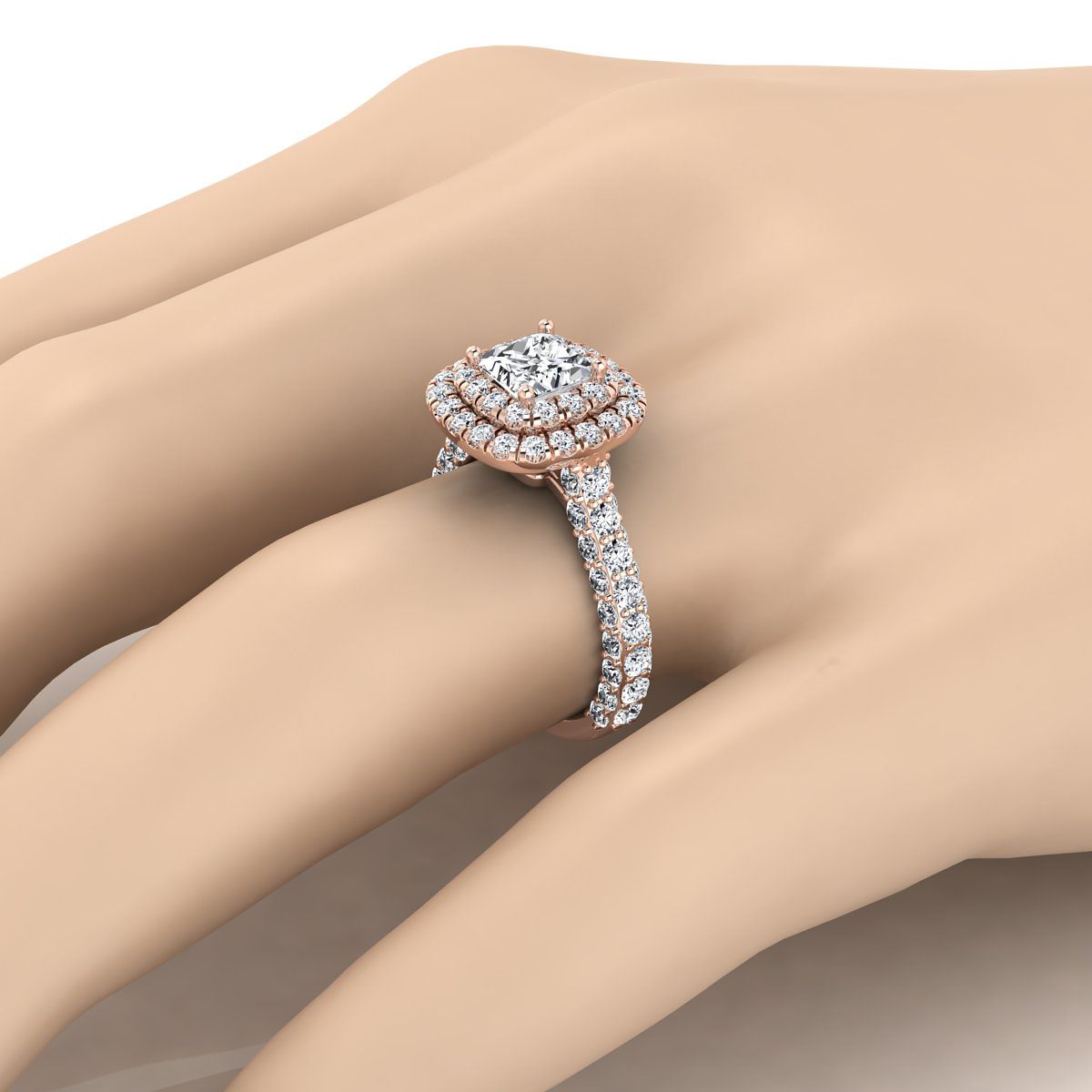 The Dinah engagement ring setting in 14K Rose Gold, select double halo design | RockHer