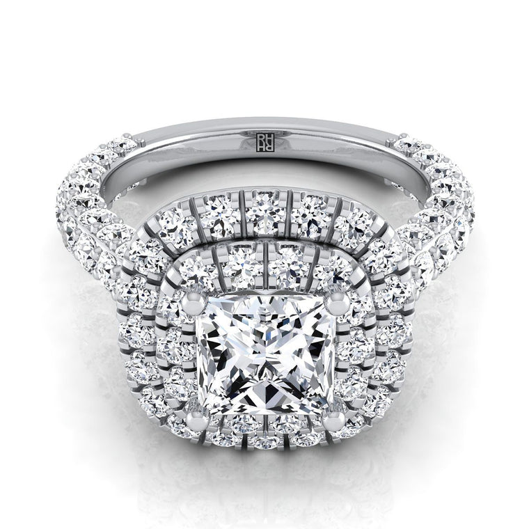 The Dinah Select Double Halo Princess Cut Lab Diamond Engagement Ring in Platinum