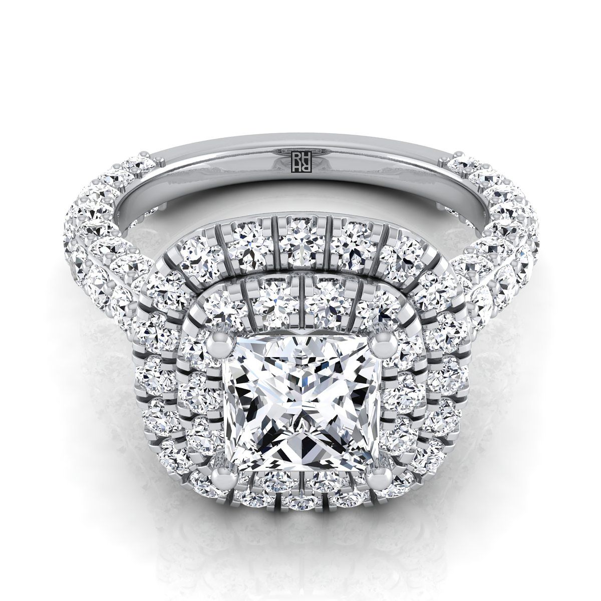 The Dinah princess engagement ring setting in 18K White Gold | RockHer
