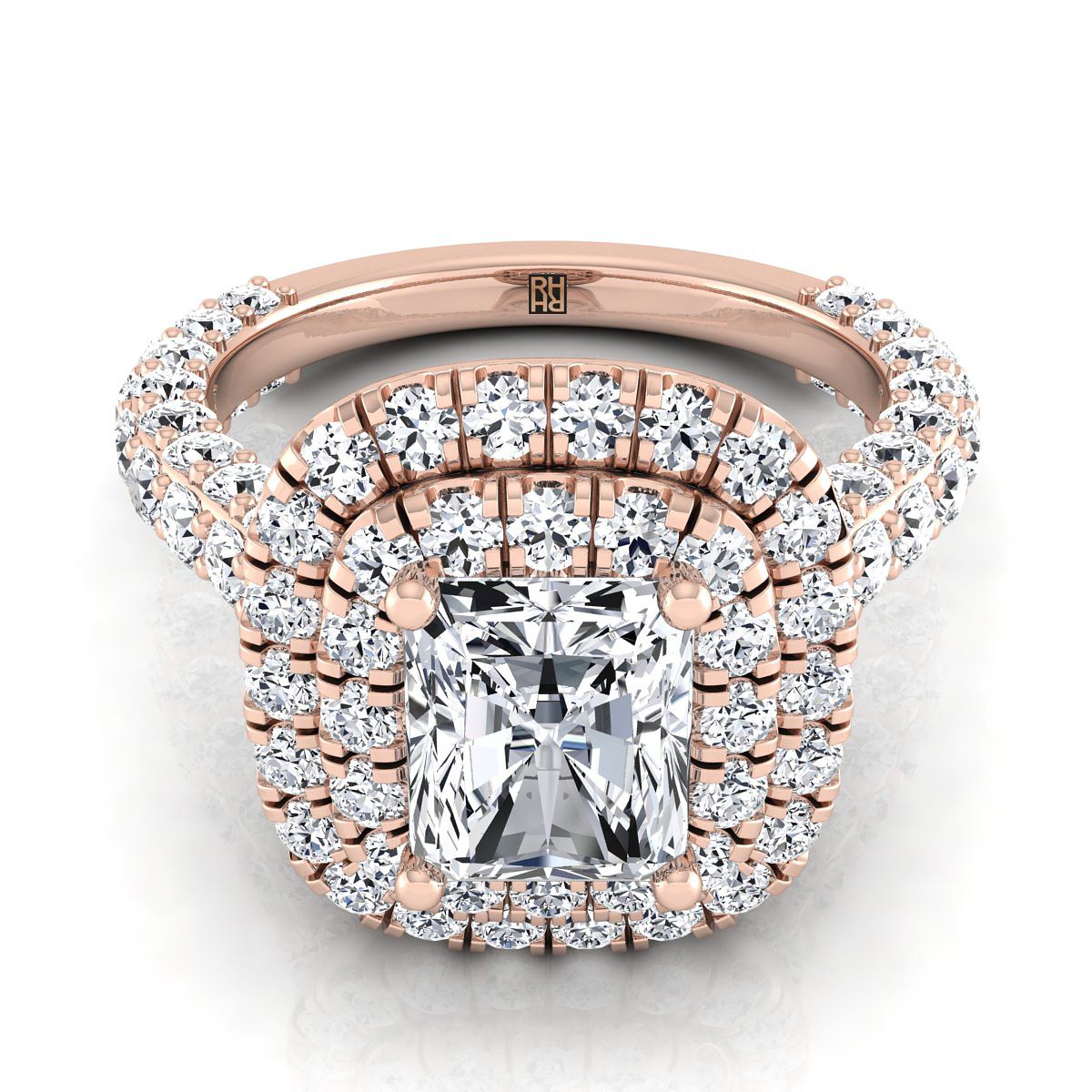 The Dinah radiant engagement ring setting in 14K Rose Gold | RockHer