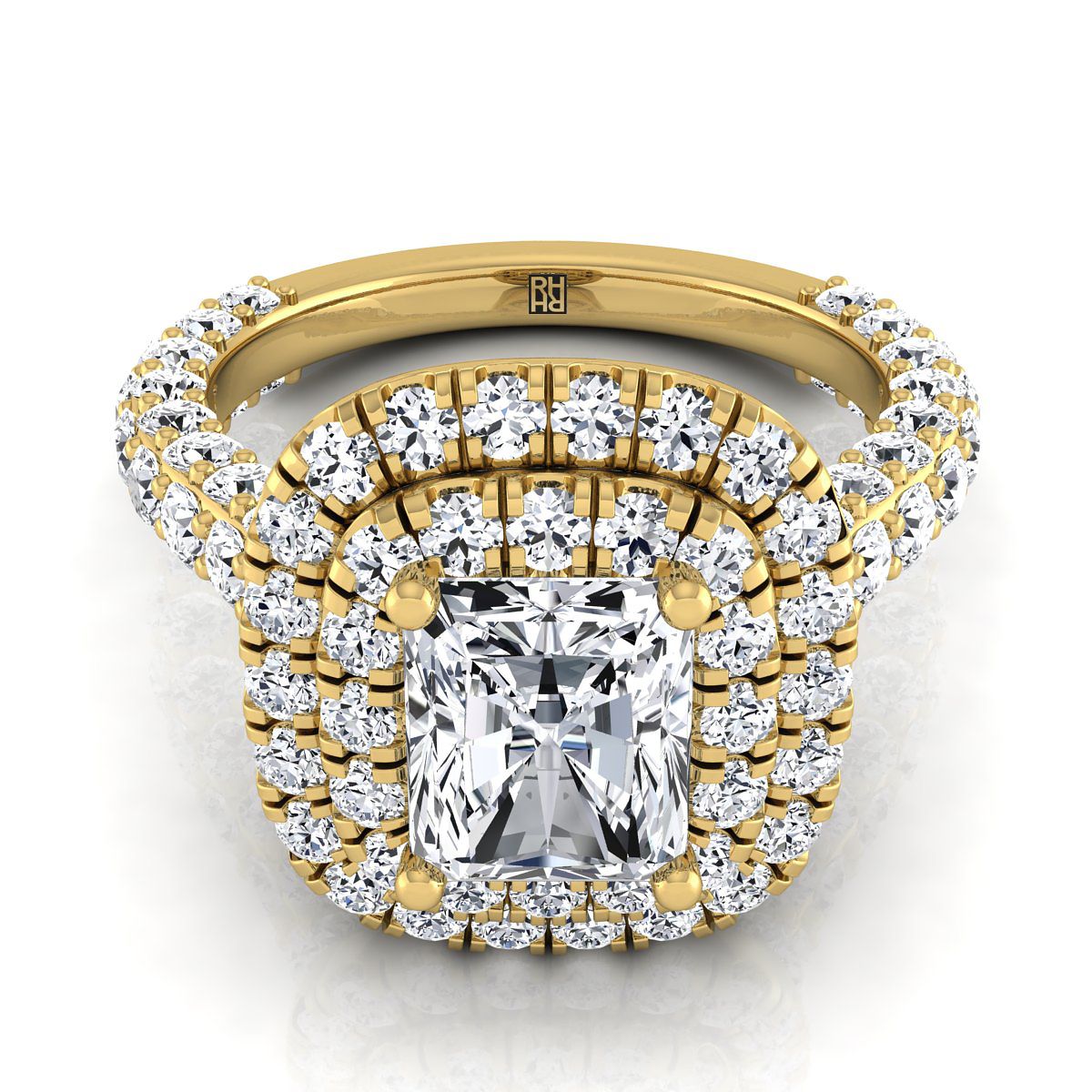 The Dinah radiant engagement ring setting in 18K Yellow Gold | RockHer