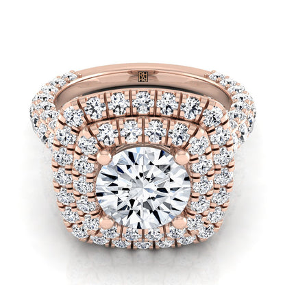 Round Brilliant, Bold Double Halo, in 14K Rose Gold, pave setting | RockHer