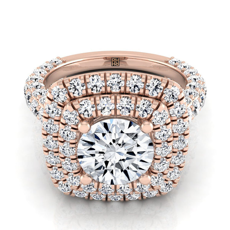 The Dinah Select Double Halo Round Lab Diamond Engagement Ring in 14K Rose Gold