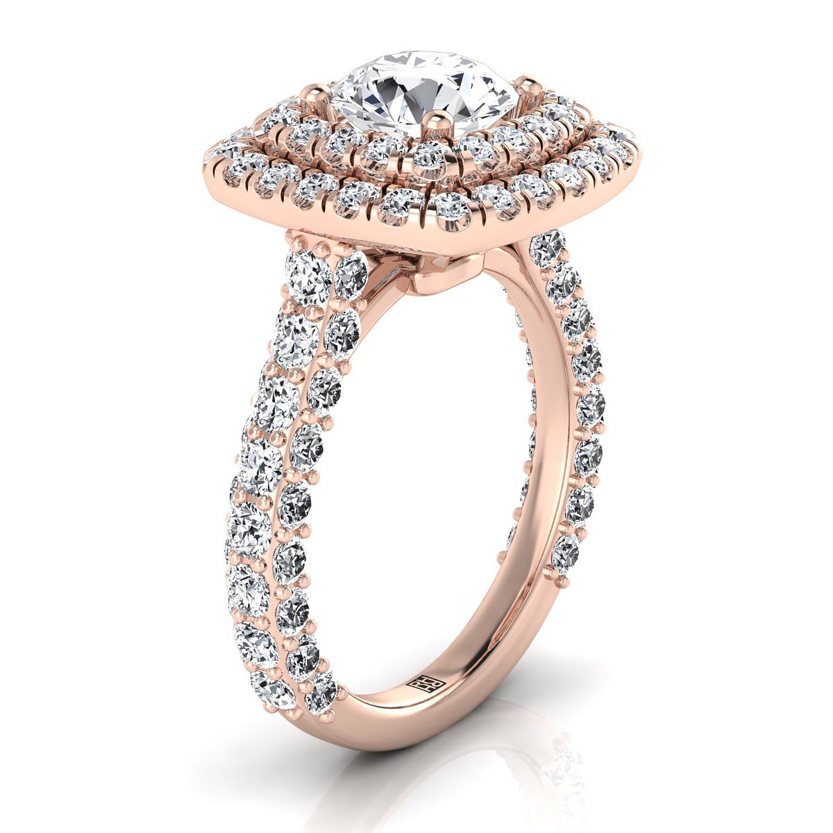 Select Double Halo styling on The Dinah round engagement ring setting | RockHer