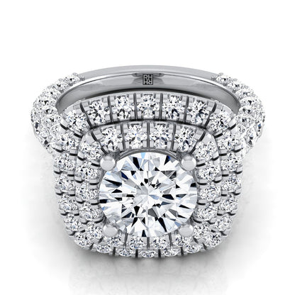 Round Brilliant, Bold Double Halo, in Platinum, pave setting | RockHer