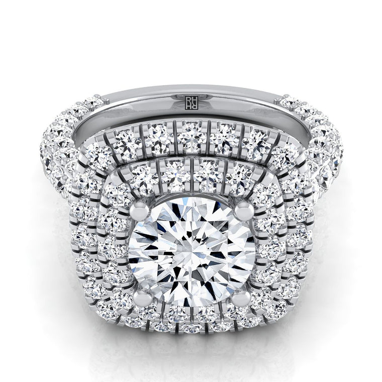 The Dinah Select Double Halo Round Lab Diamond Engagement Ring in 18K White Gold