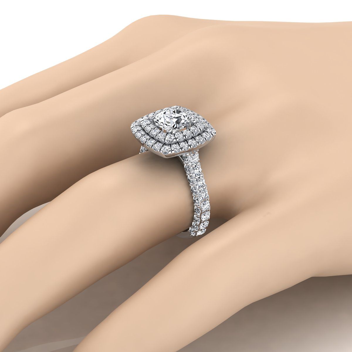 The Dinah engagement ring setting in 18K White Gold, select double halo design | RockHer