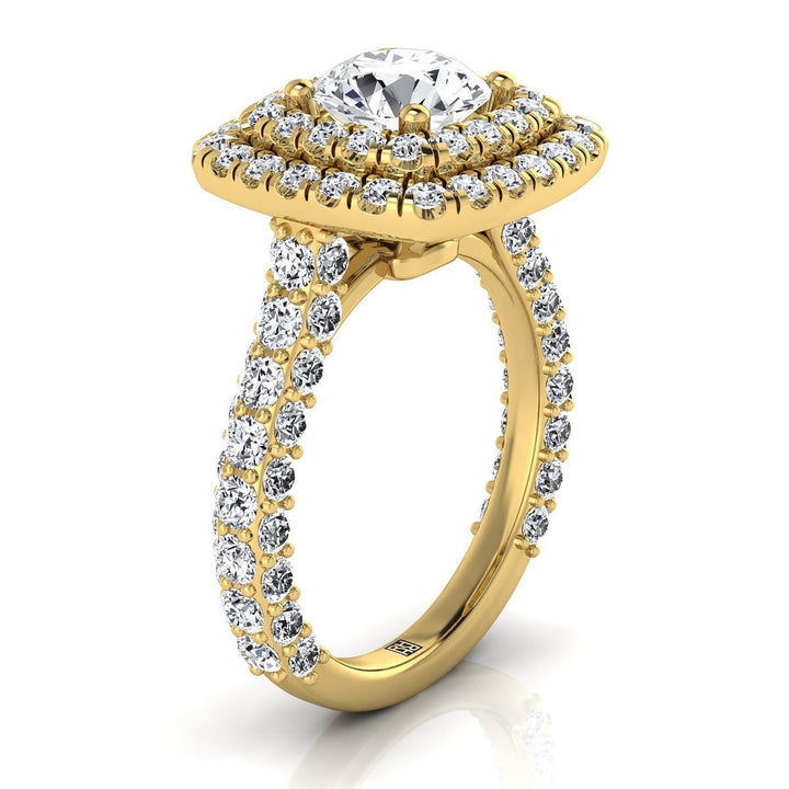 The Dinah Select Halo Engagement Ring with Lab Diamond in 18K Yellow Gold - view 2