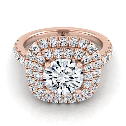 Dixie Select Double Halo Round Lab Diamond Engagement Ring in 14K Rose Gold | RockHer