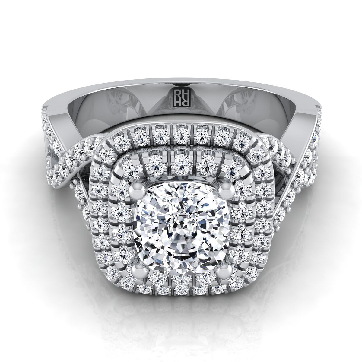 The Macy cushion engagement ring setting in Platinum | RockHer