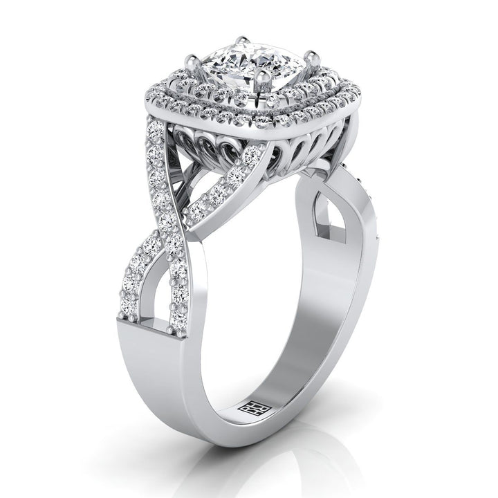 The Macy Select Halo Engagement Ring with Lab Diamond in 18K White Gold - view 2