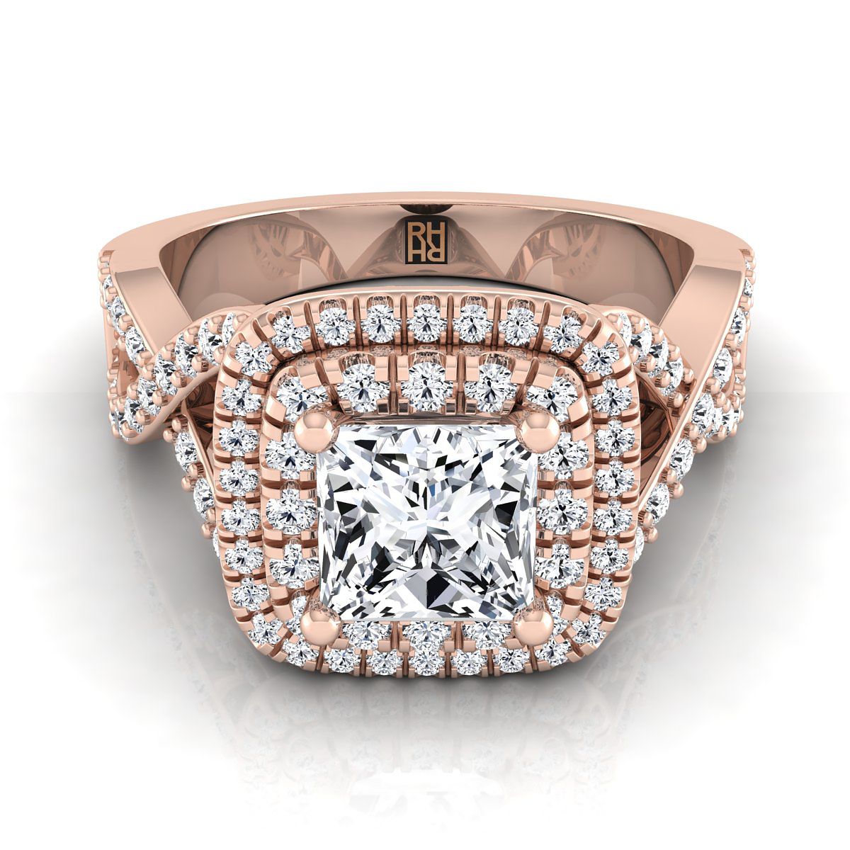 The Macy princess engagement ring setting in 14K Rose Gold | RockHer