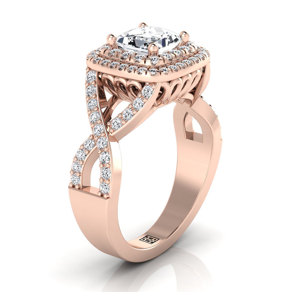The Macy Select Halo Engagement Ring with Lab Diamond in 14K Rose Gold - view 2