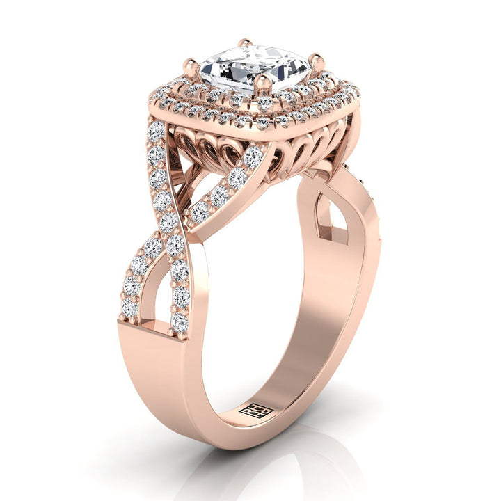 The Macy Select Halo Engagement Ring with Lab Diamond in 14K Rose Gold - view 2