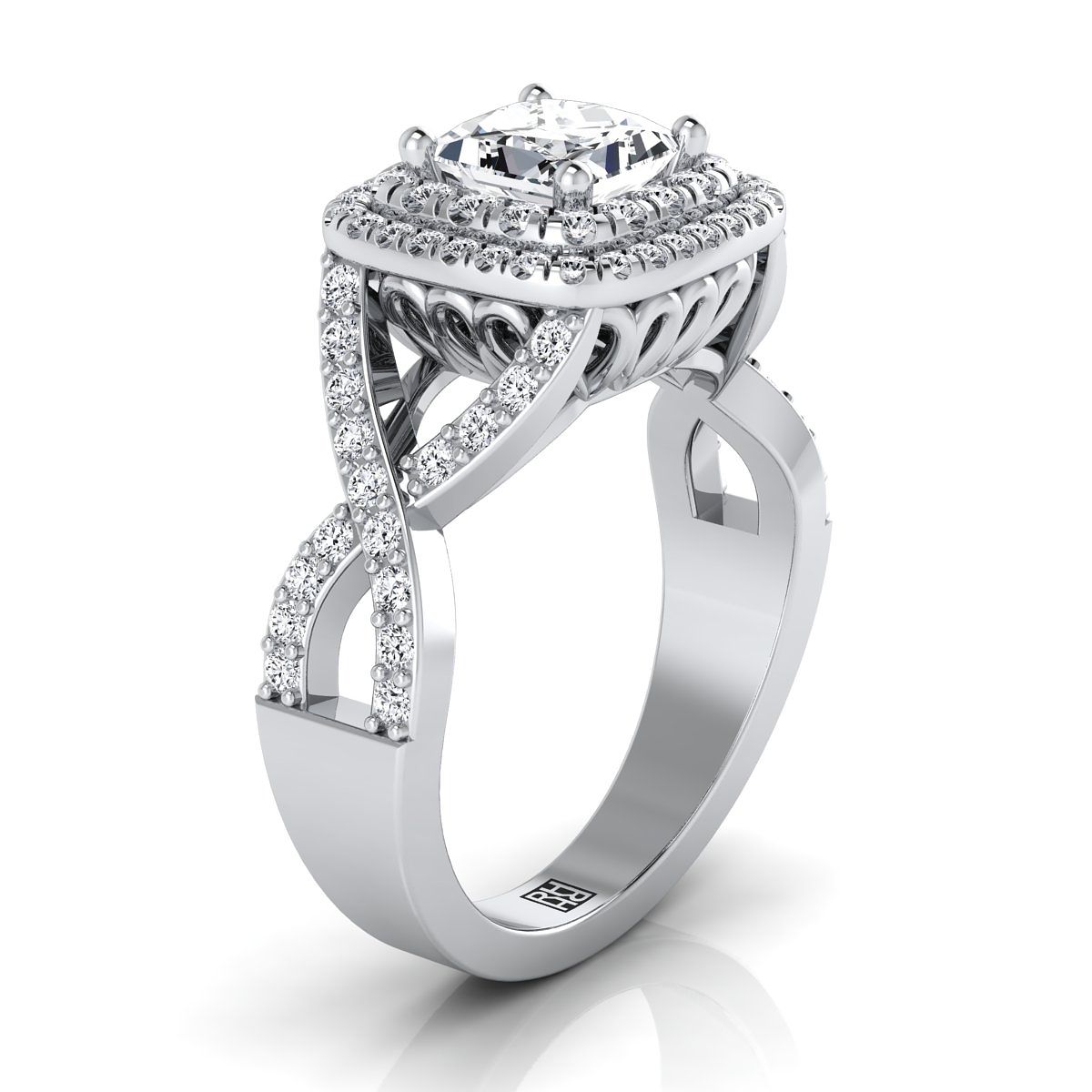 Select Double Halo styling on The Macy princess engagement ring setting | RockHer